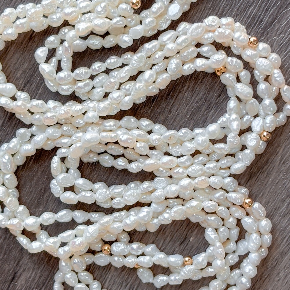 🤍 Vintage 32” Freshwater Baroque Pearl Necklace | Long Layering Style 🤍